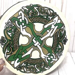 Celtic Cross Bodhrán 8" Bodhrán Irish Hand Drum Knot Design Wood Frame